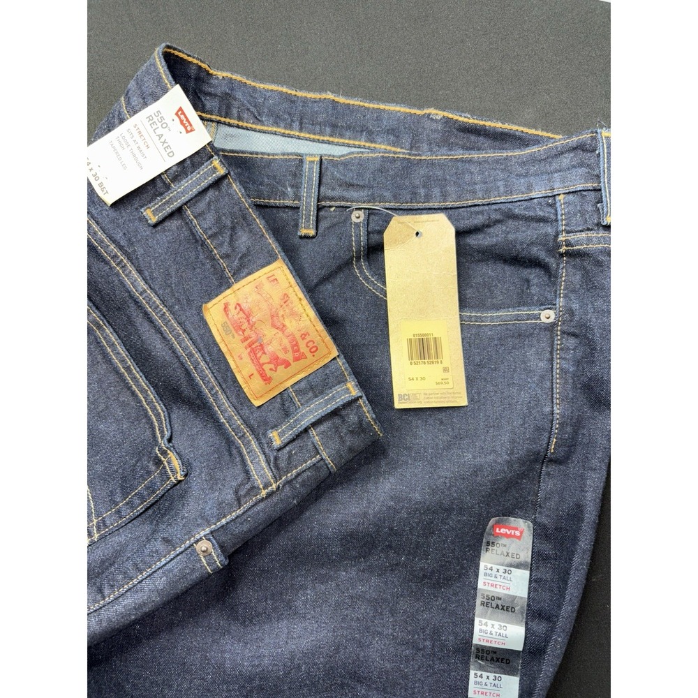 NWT Levis 550 Relaxed Fit Jeans Relaxed‎ Fit Men's 54x30 Big and Tall Dark Wash